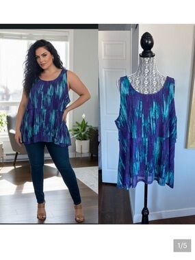 NWT 4X Plus Size Tiered Flowy Tank Top.
